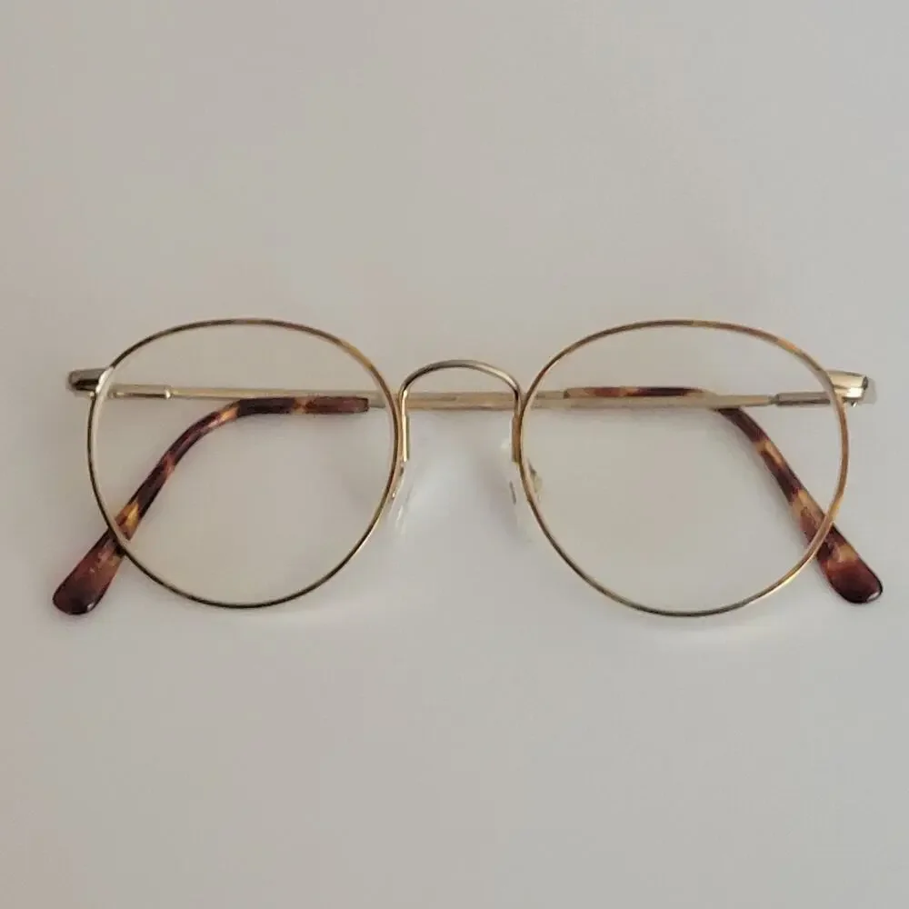 Marchon Eyeglasses Gold Metal Round Demi Blond Flexon Autoflex Frame Women 140mm